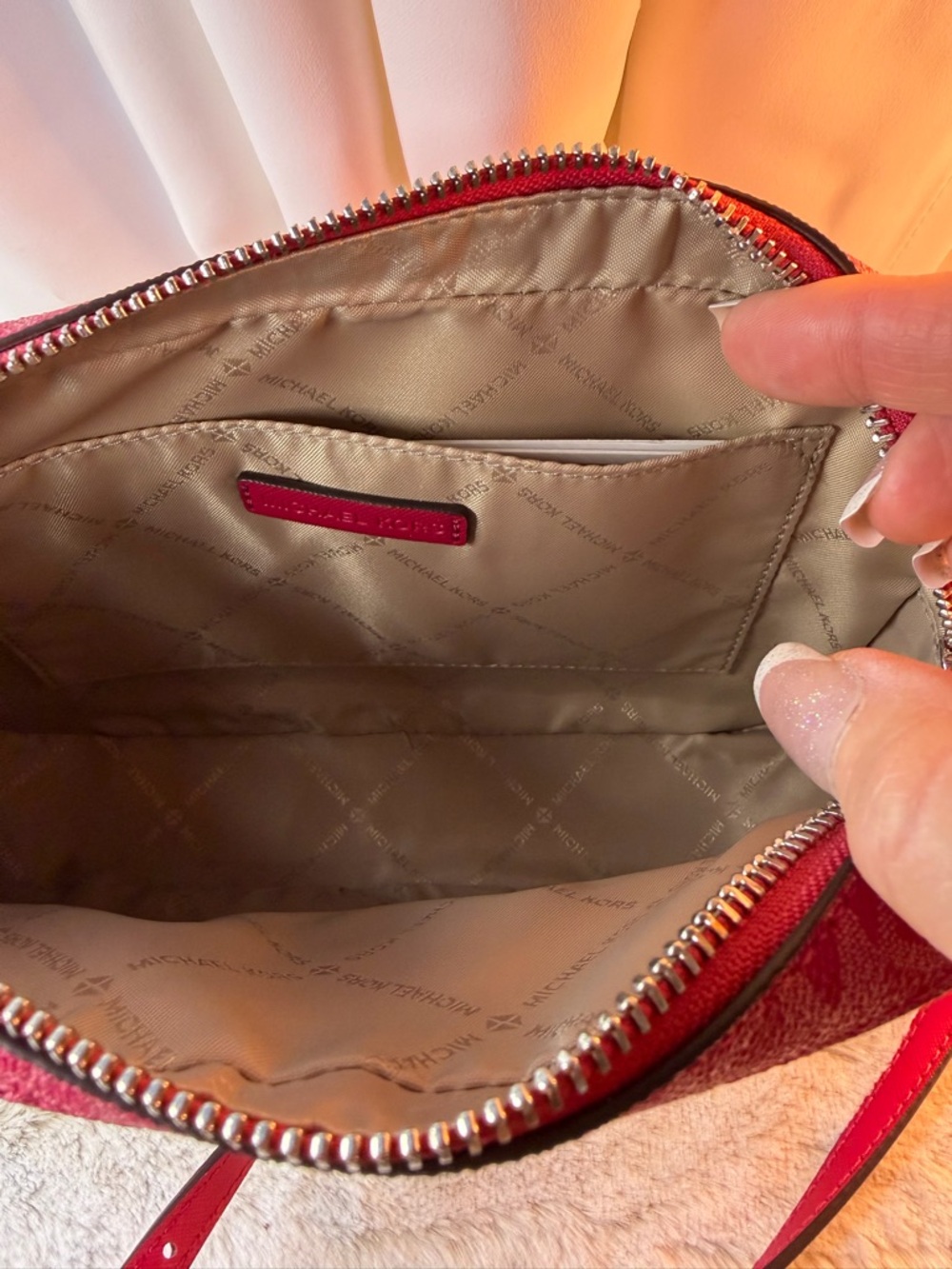 Michael Kors Pink-Red Signature Crossbody Bag - Picture 15 of 16